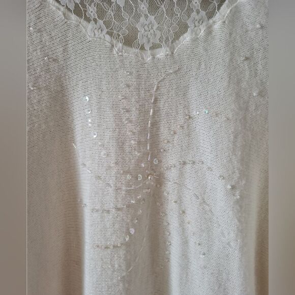 Vintage White Beaded Sweater - Picture 3 of 5